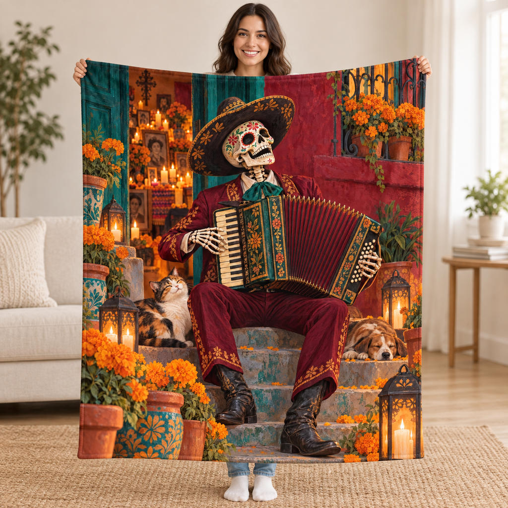 Accordion Serenade blanket, held open