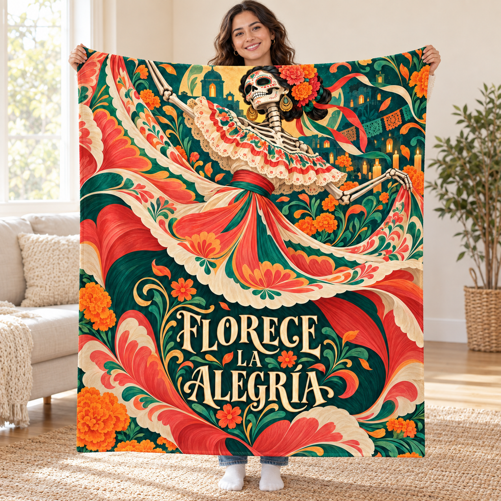 Florece la Alegría blanket, held open