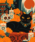 Black Cat Ofrenda blanket, full design