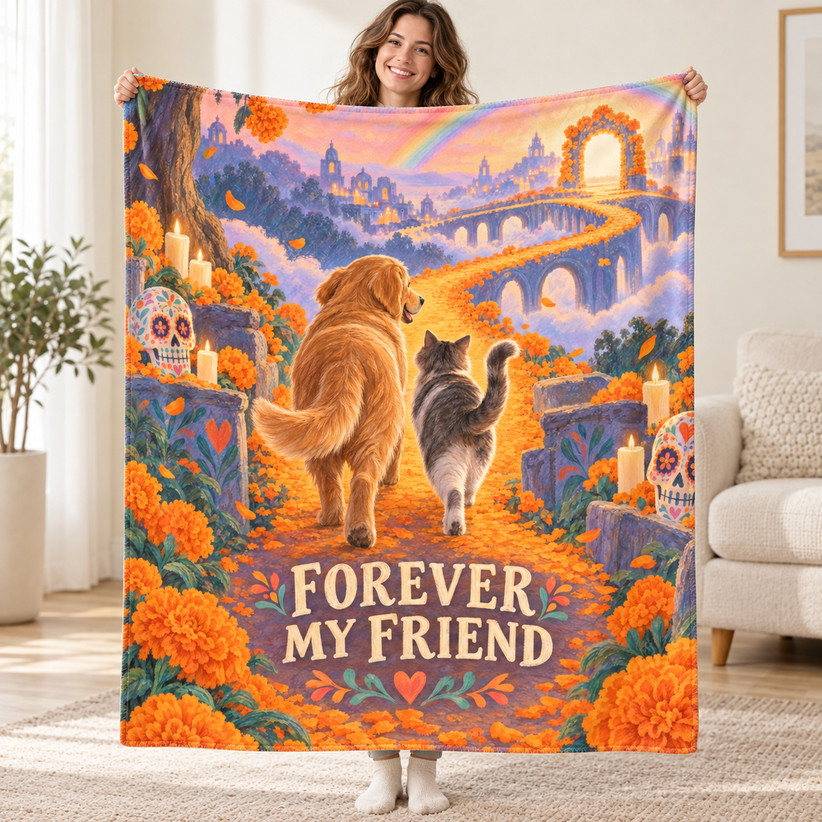 Forever My Friend blanket, held open