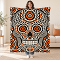 Op-Art Calavera blanket, held open
