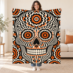 Op-Art Calavera blanket, held open