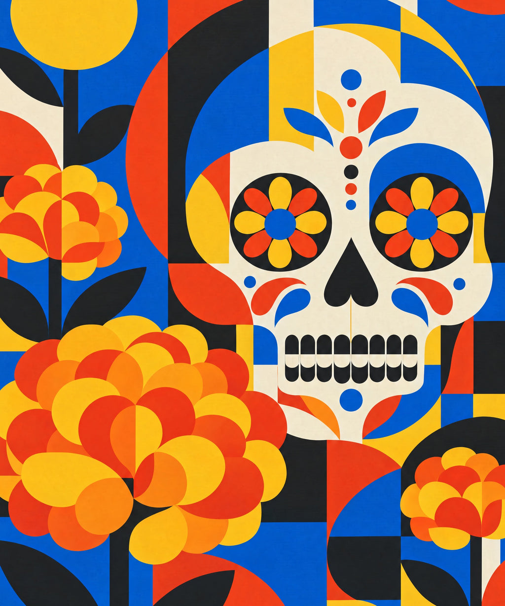 Bauhaus Calavera blanket, full design