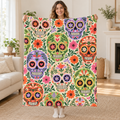 Sugar Skull Pattern blanket, held open