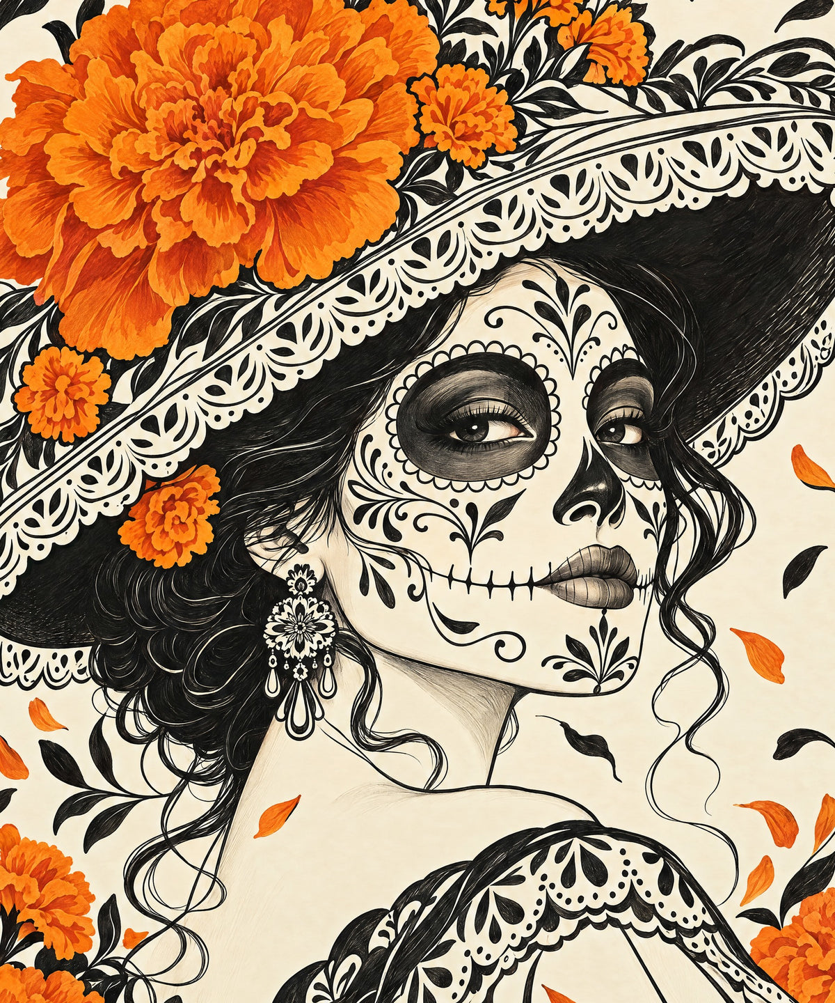 Catrina in Ink blanket, full design