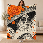 Catrina in Ink blanket, held open