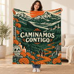 Caminamos Contigo blanket, held open