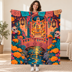 Papel Picado Bridge blanket, held open