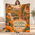 Un Jardín de Recuerdos blanket, held open