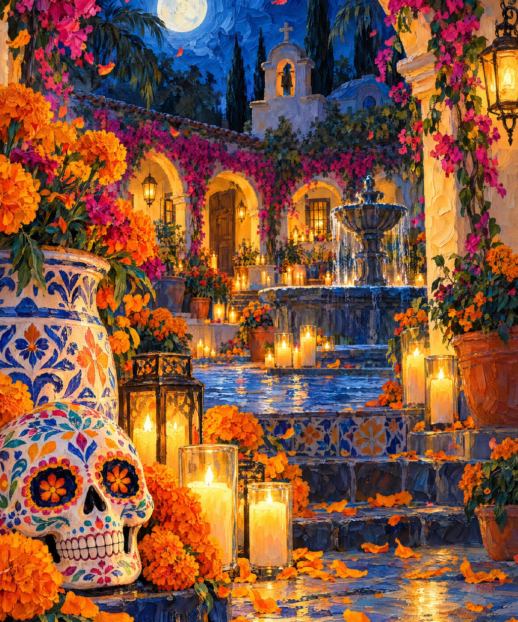 Courtyard Fountain blanket, full design