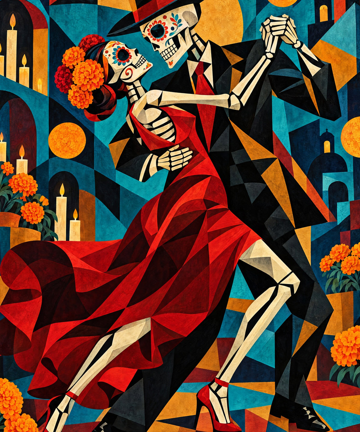 Cubist Tango blanket, full design