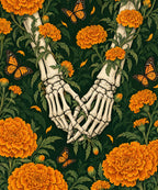 Hands Among Marigolds blanket, full design
