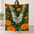 Hands Among Marigolds blanket, held open