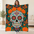 Beaded Calavera blanket, held open