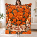 Amor que Florece blanket, held open