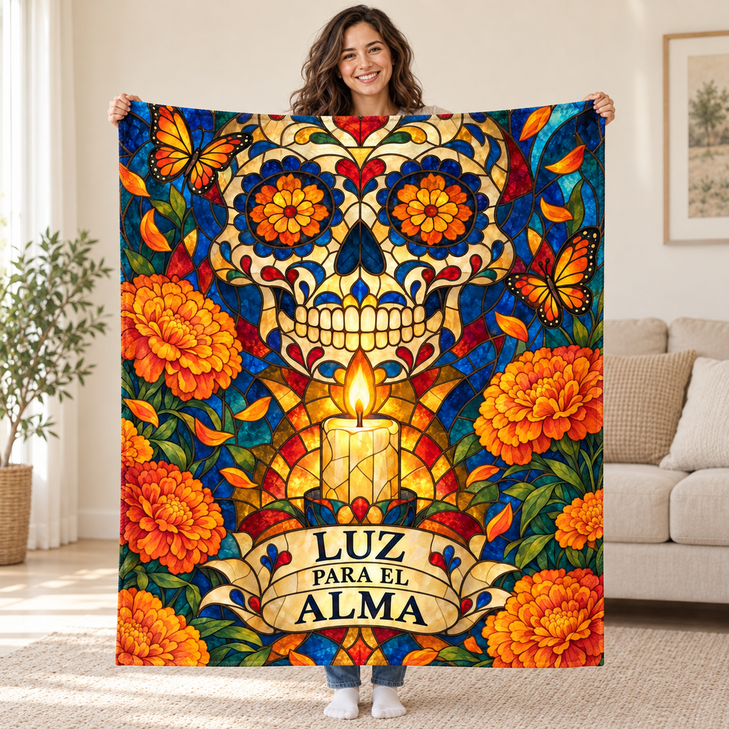 Luz para el Alma blanket, held open
