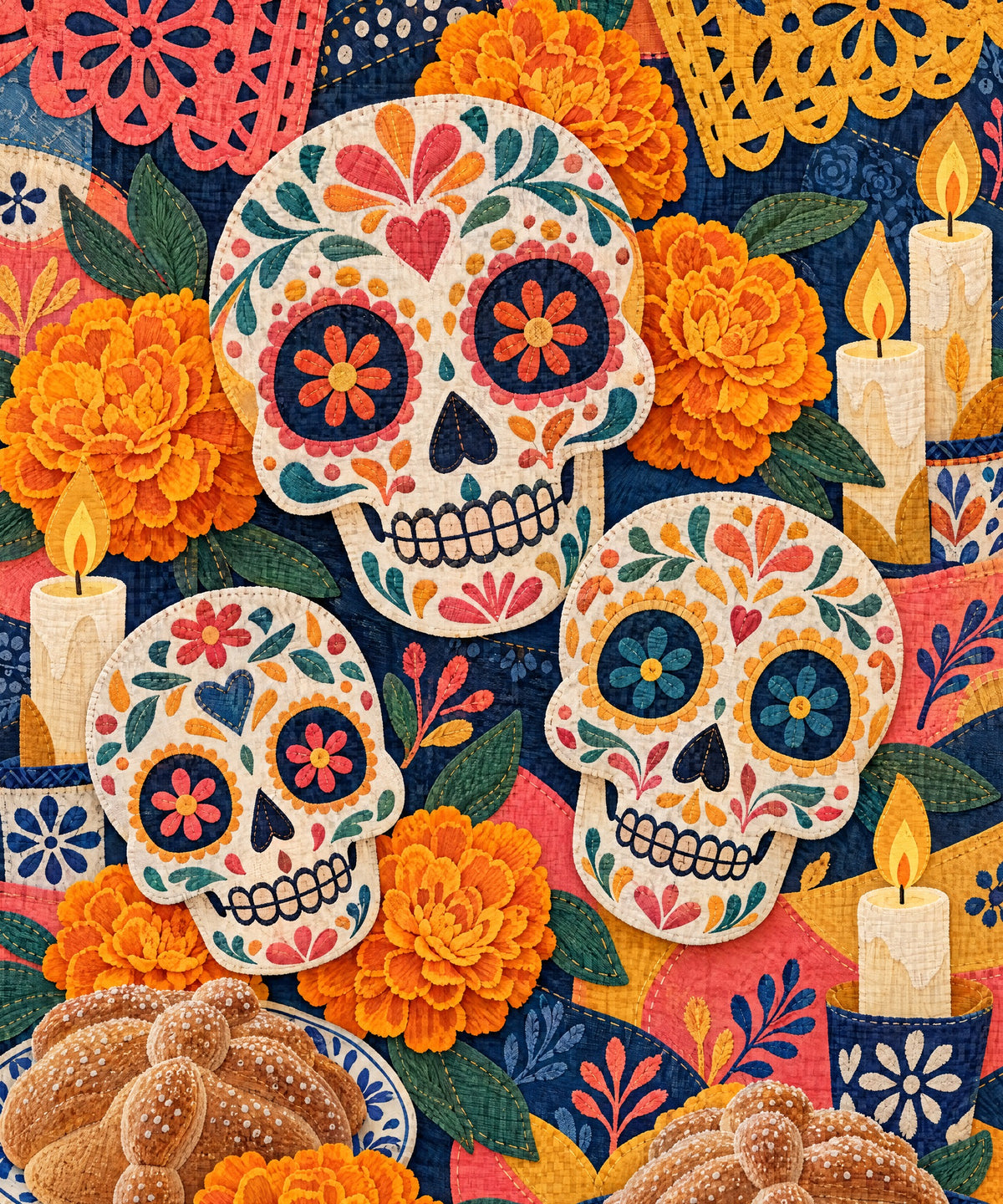 Three Calaveras blanket, full design