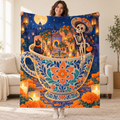 Teacup Plaza blanket, held open
