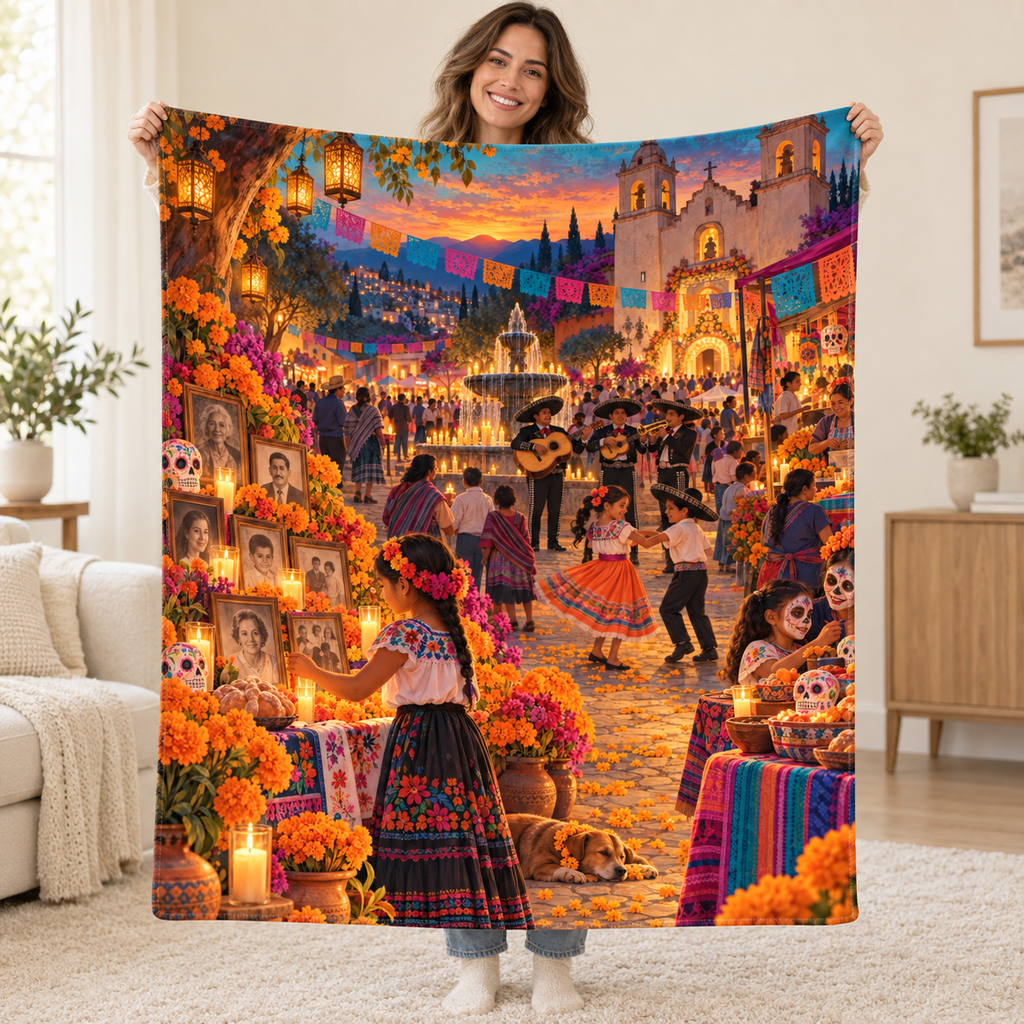 Plaza Celebration blanket, held open