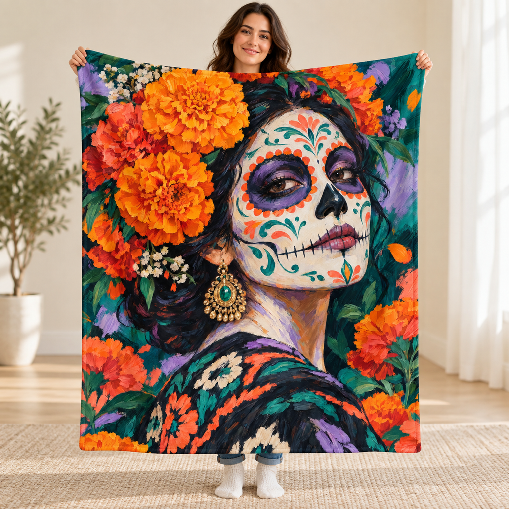 Catrina Portrait blanket, held open