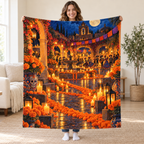 Candlelit Plaza blanket, held open