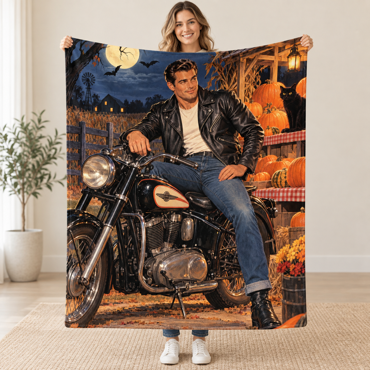 Moonlight Motorcycle blanket, held open