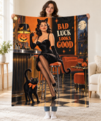 Black Cat Club blanket, held open