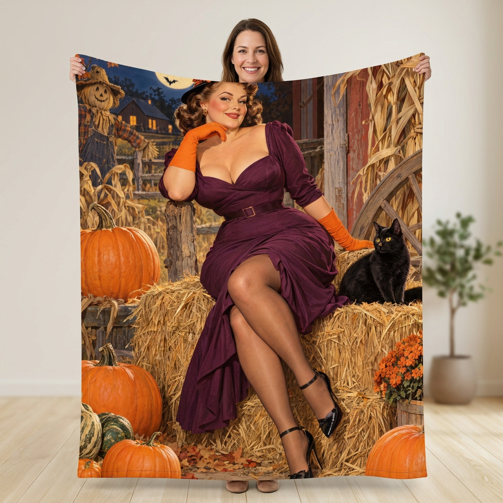 Pumpkin Pageant blanket, held open