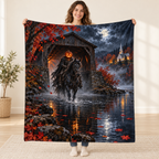 Covered Bridge blanket, held open