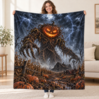 Pumpkin King blanket, held open