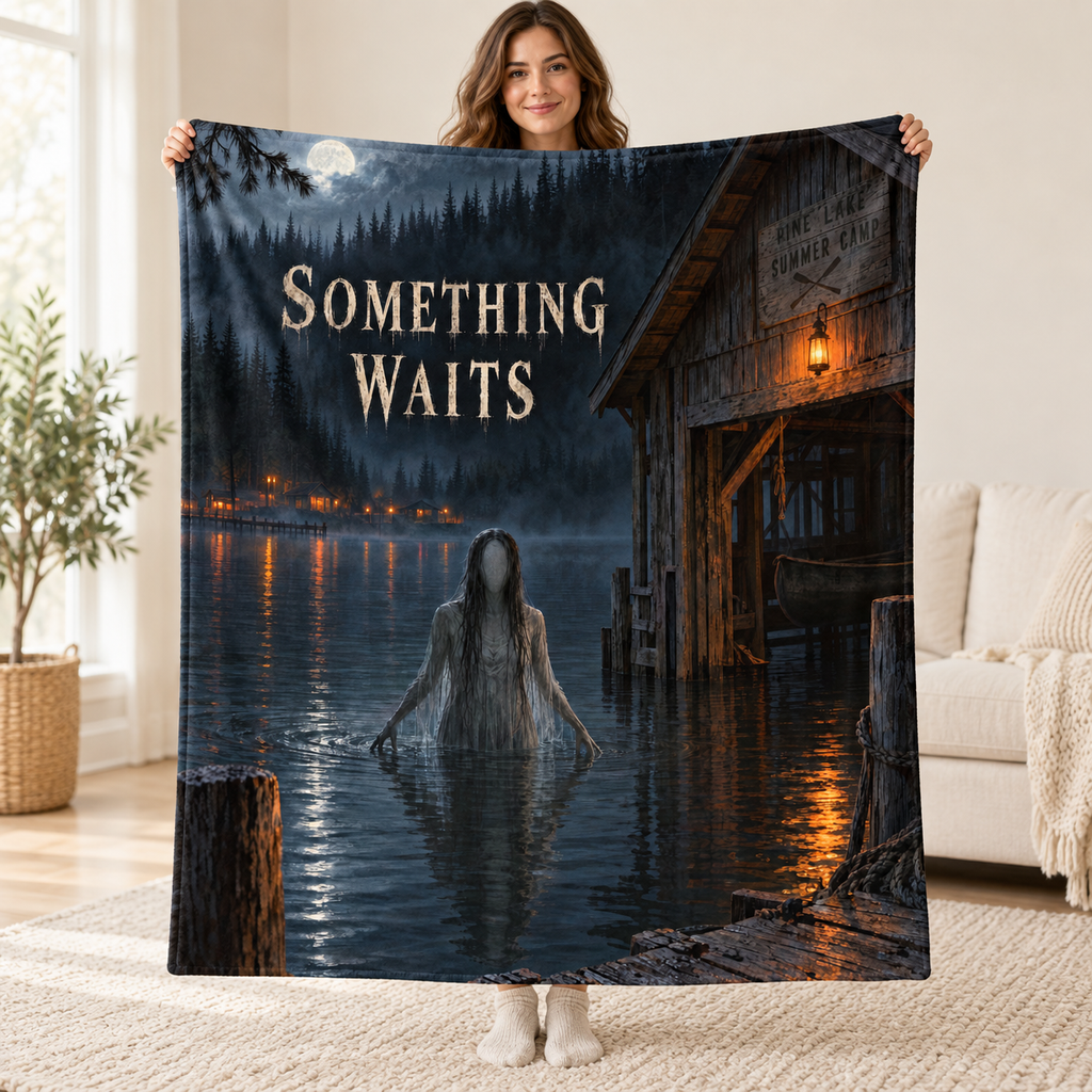 Haunted Lake blanket, held open