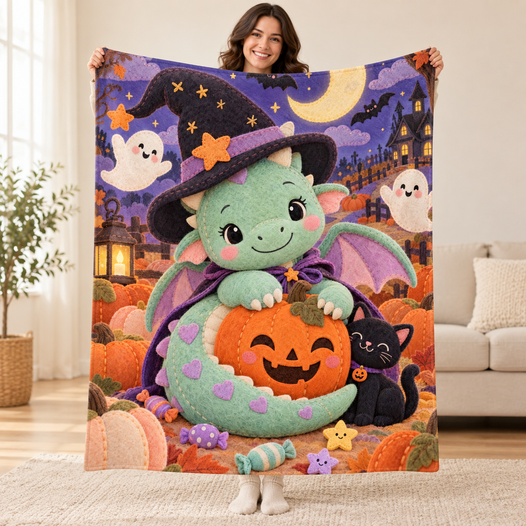 Tiny Dragon blanket, held open