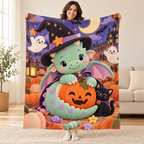 Tiny Dragon blanket, held open