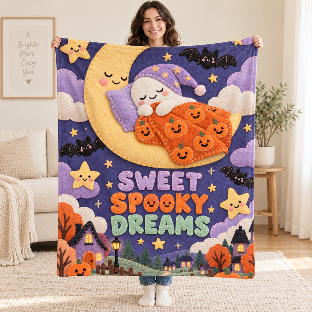 Sweet Dreams blanket, held open