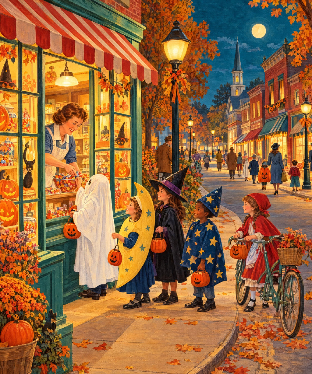 Main Street Halloween blanket, full design