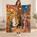 Main Street Halloween blanket, held open