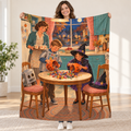 Halloween Kitchen Homecoming blanket, held open