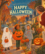 Happy Halloween Neighbors blanket, full design