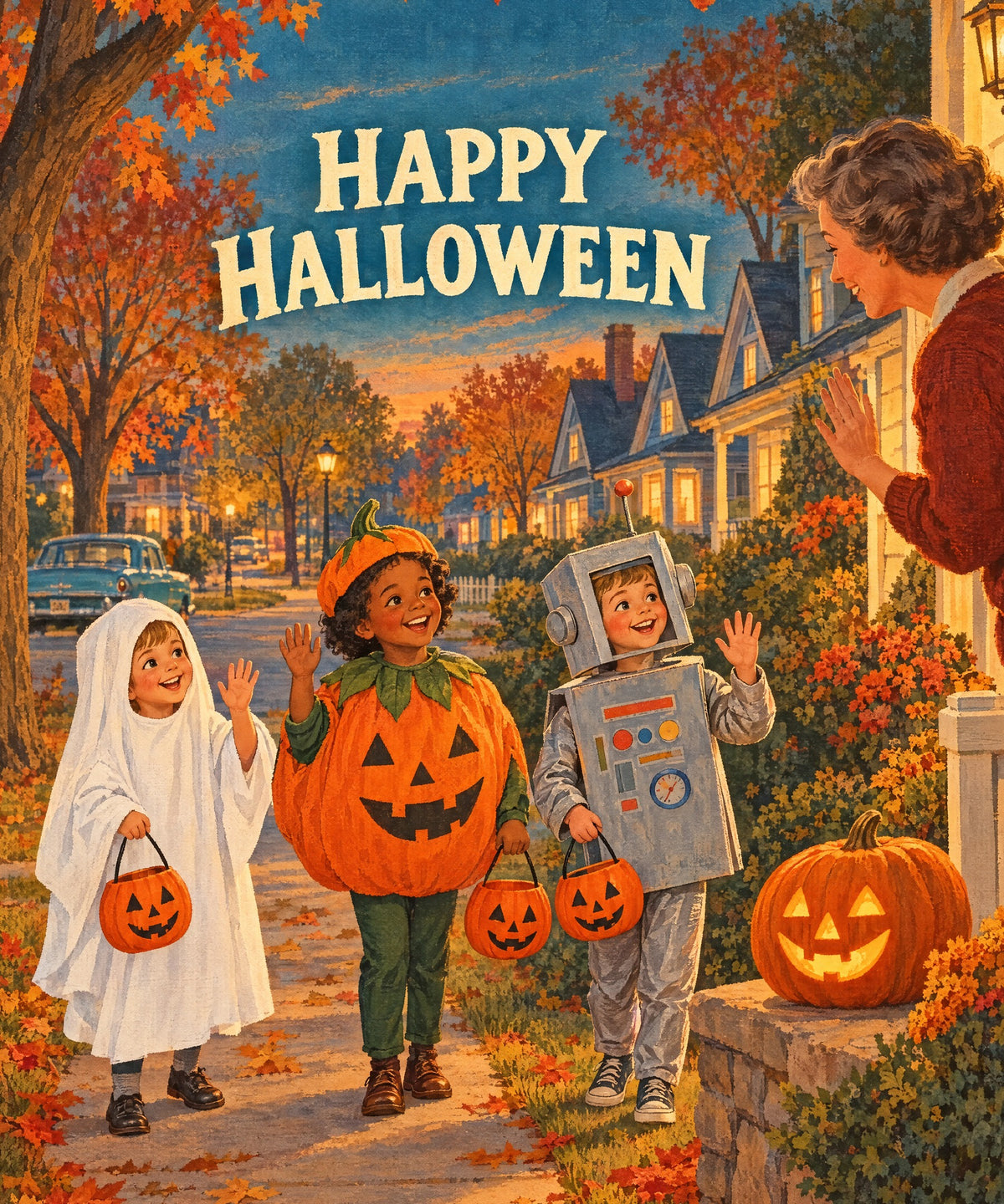Happy Halloween Neighbors blanket, full design