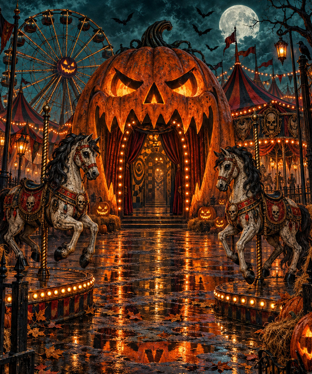 Pumpkin Funhouse blanket, full design