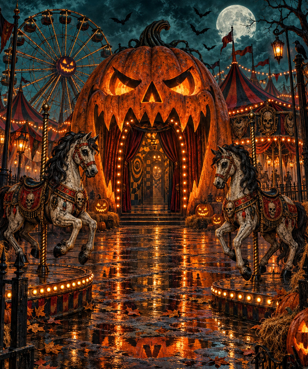 Pumpkin Funhouse blanket, full design