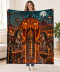Pumpkin Funhouse blanket, held open