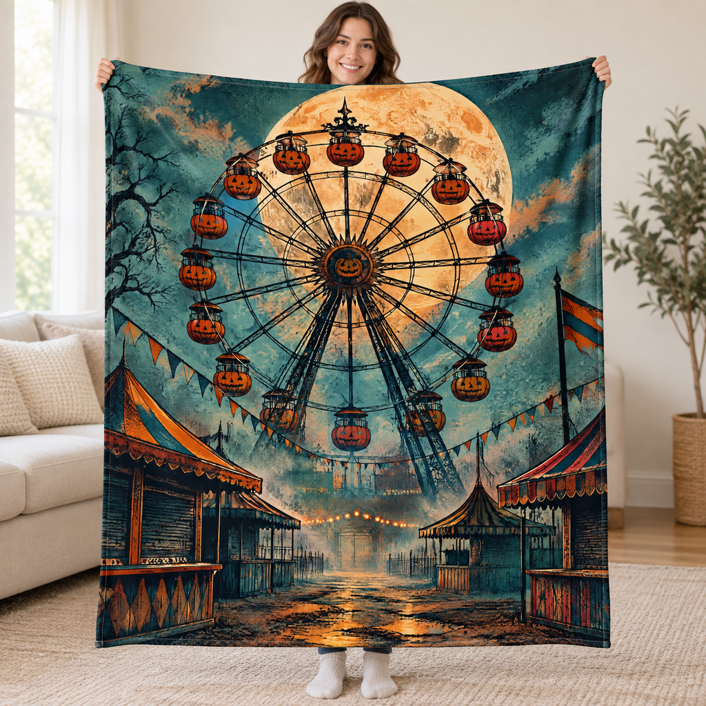 Wheel of Shadows blanket, held open