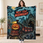 Ghost Train blanket, held open