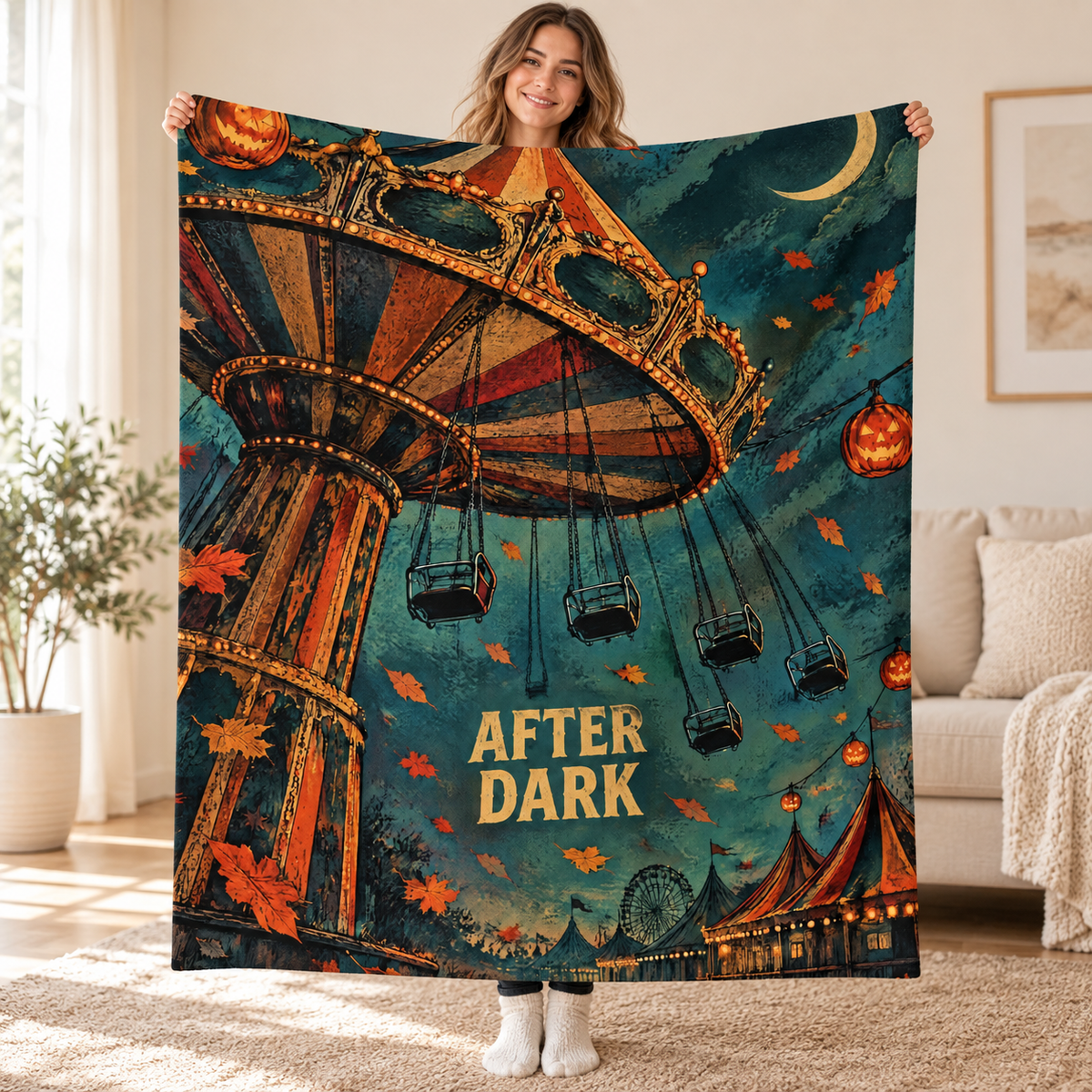 Swing After Dark blanket, held open