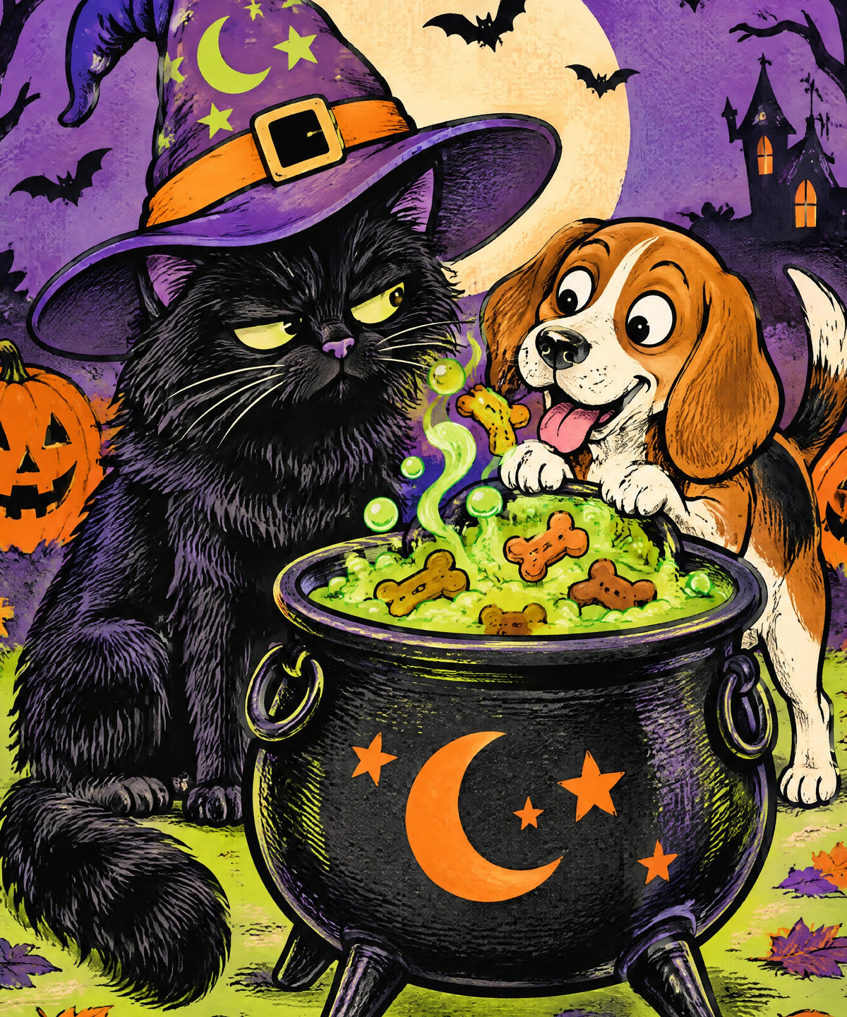 Cat and the Cauldron blanket, full design