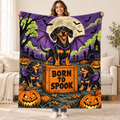Bat Dog Flight School blanket, held open