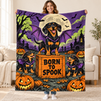 Bat Dog Flight School blanket, held open