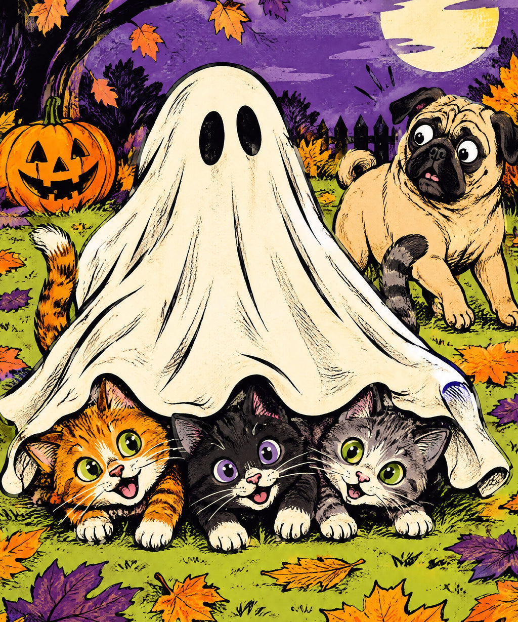 Ghost Kitten Ambush blanket, full design