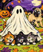 Ghost Kitten Ambush blanket, full design